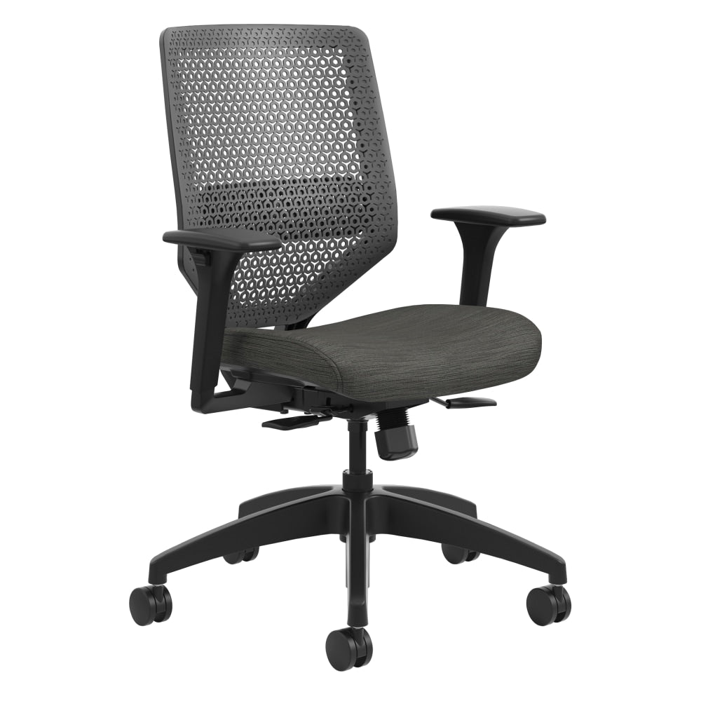 HON Solve Fabric Mid-Back Task Chair, ReActiv Back, Ink/Black
