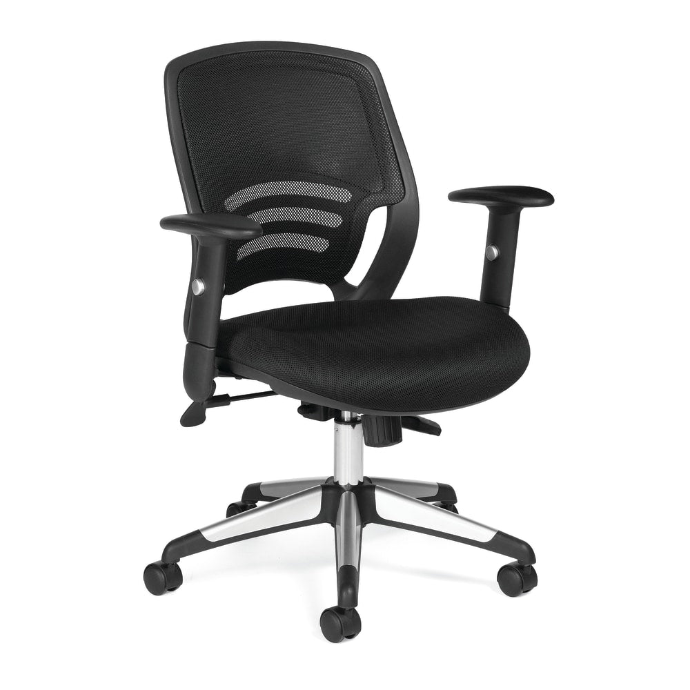 Offices To Go Mesh Mid-Back Chair, Black/Aluminum