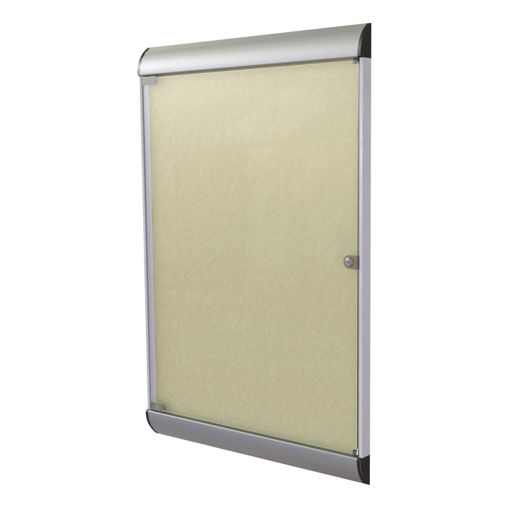 Ghent Silhouette 1-Door Enclosed Bulletin Board, Vinyl, Satin & Black Aluminum Frame, Caramel