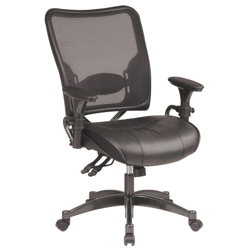 Office Star Professional Dual Function Air Grid Bonded Leather Chair, Black/Gunmetal
