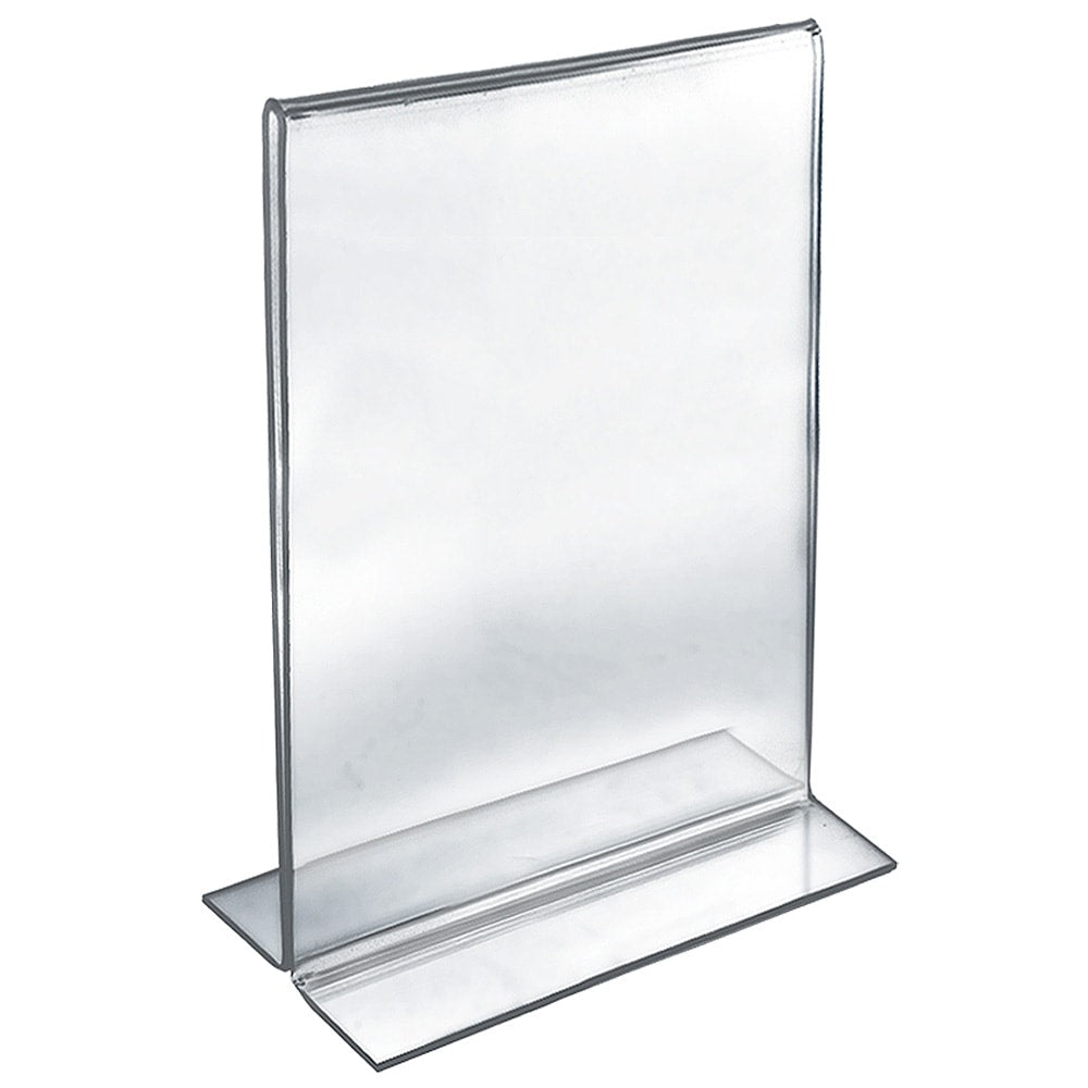 Azar Displays Double-Foot Acrylic Sign Holders, 17in x 11in, Clear, Pack Of 10