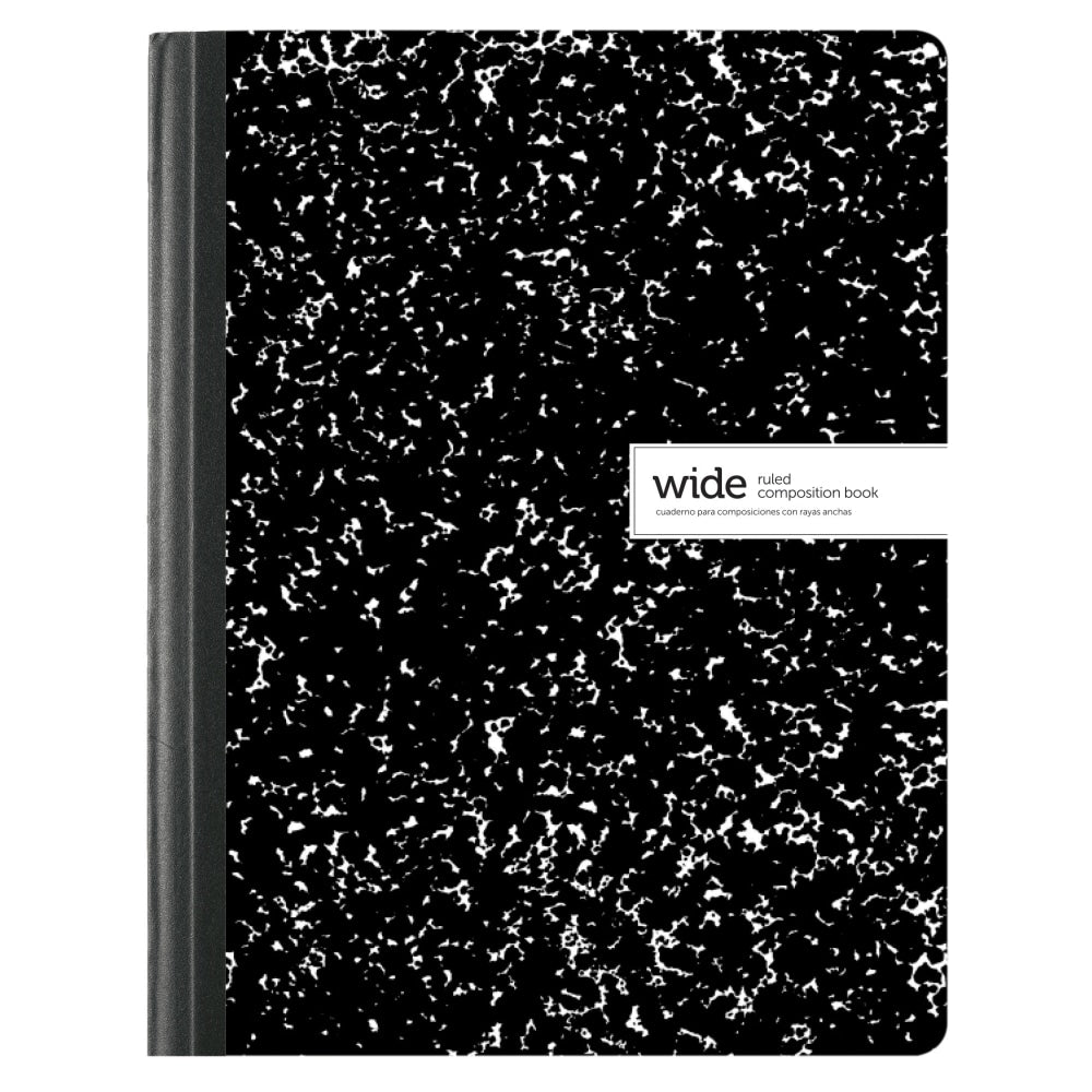 Office Depot Brand Composition Books, 7-1/2in x 9-3/4in, Wide Ruled, 100 Sheets, Black/White, Pack Of 12 Notebooks