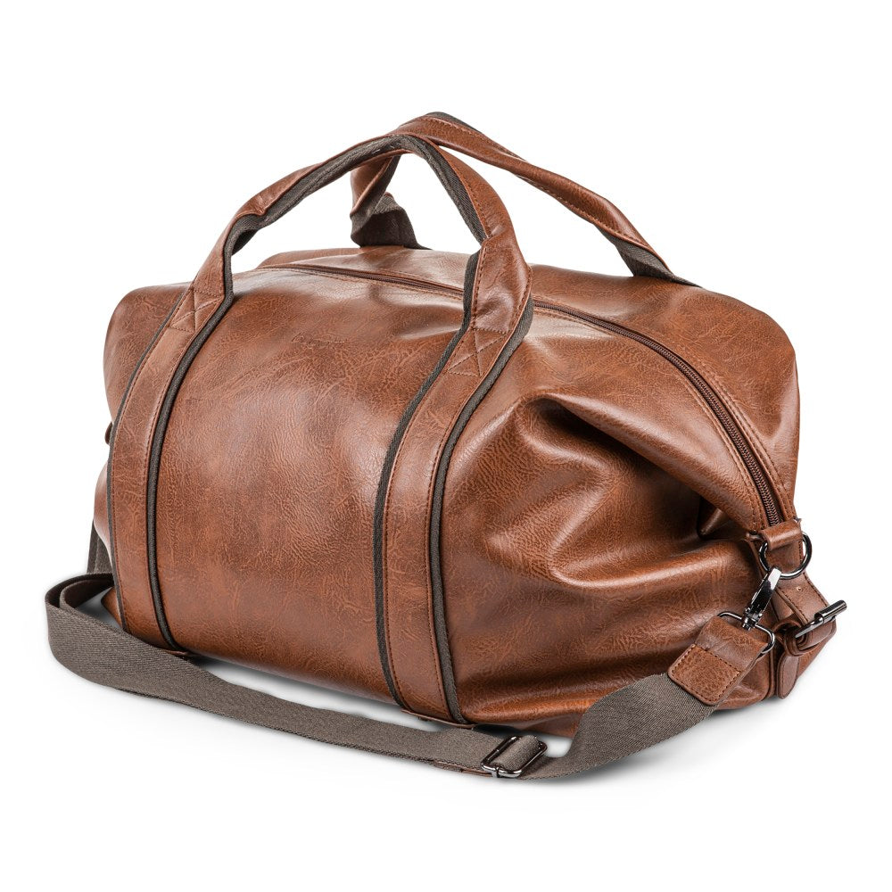 Bugatti Valentino Vegan Leather Duffel Bag, 11-3/4inH x 16inW x 8-1/2inD, Cognac