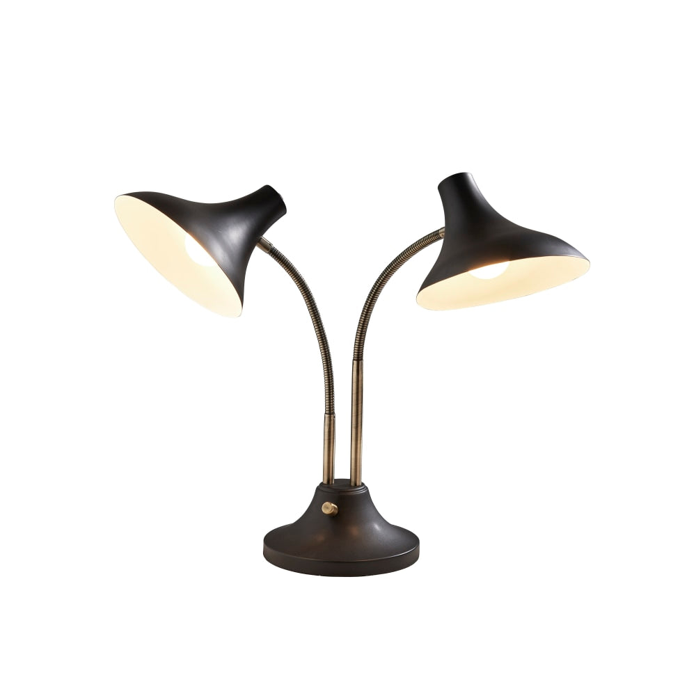 Adesso Ascot 2-Light Desk Lamp with USB Port, 22-1/2inH, Black