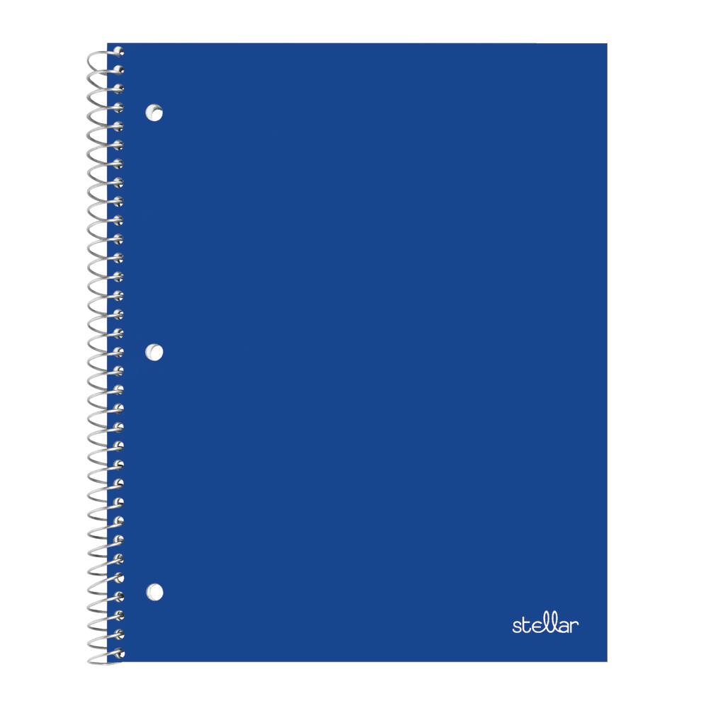 Office Depot Brand Stellar Poly Notebook, 8in x 10-1/2in, 1 Subject, Wide Ruled, 100 Sheets, Blue