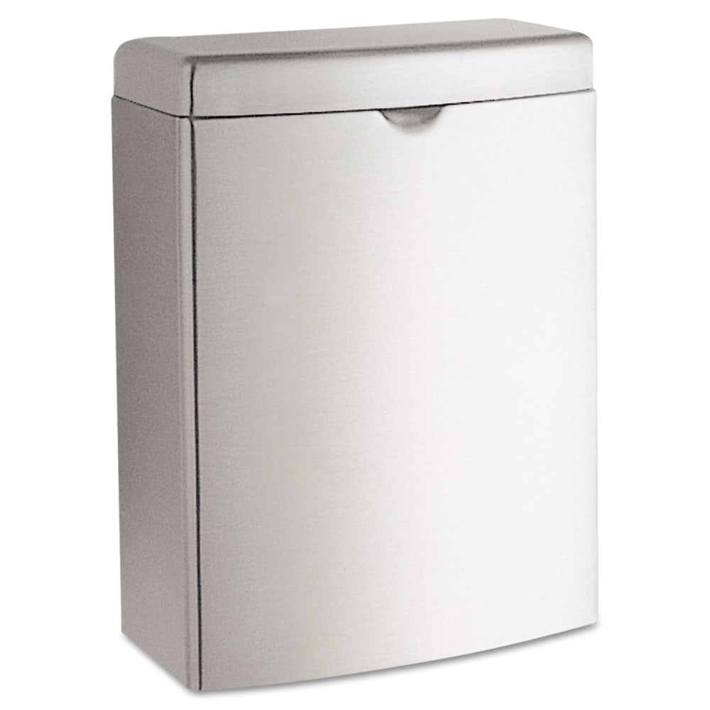 Bobrick Contura Surface-Mount Stainless-Steel Sanitary Napkin Receptacle, 1 Gallon, 10inH x 7 1/2inW x 3 13/16inD, Stainless Steel