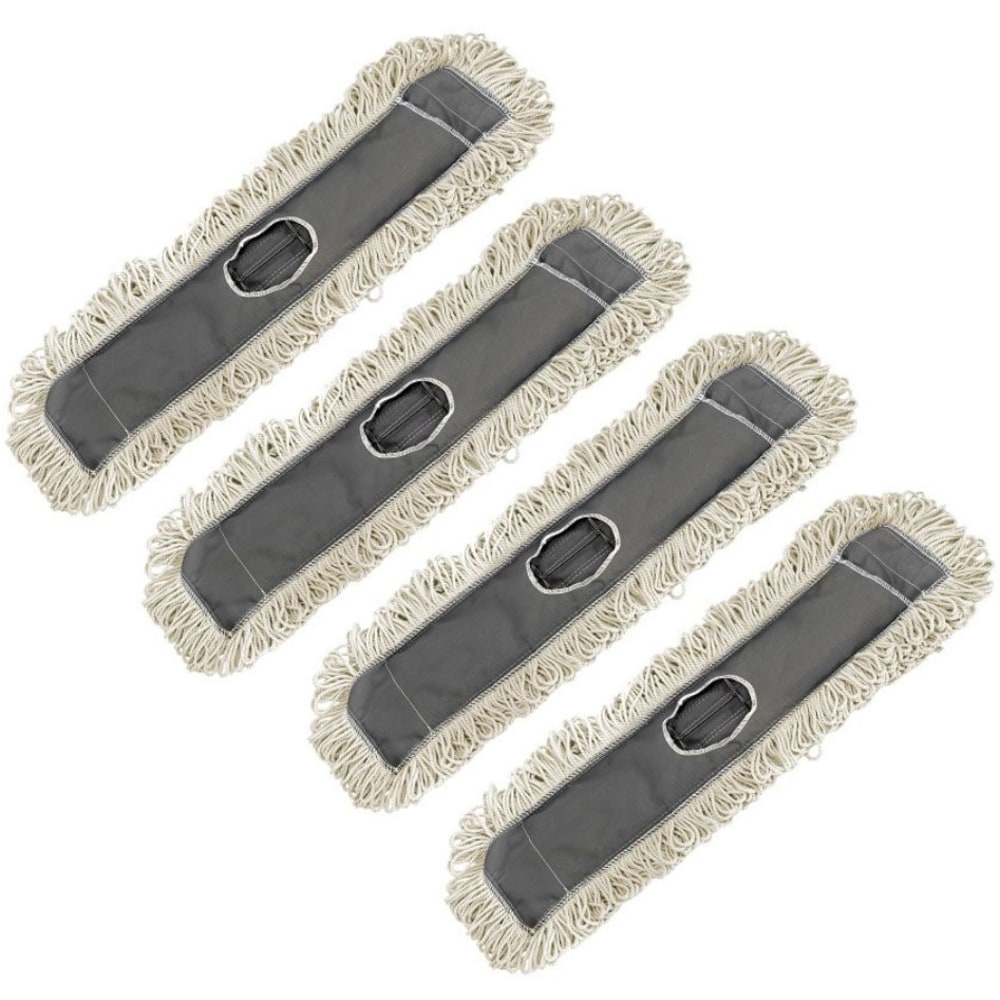 Alpine Industries 24in Cotton Dry Dust Mop Replacement Heads, Gray, Pack Of 4 Heads