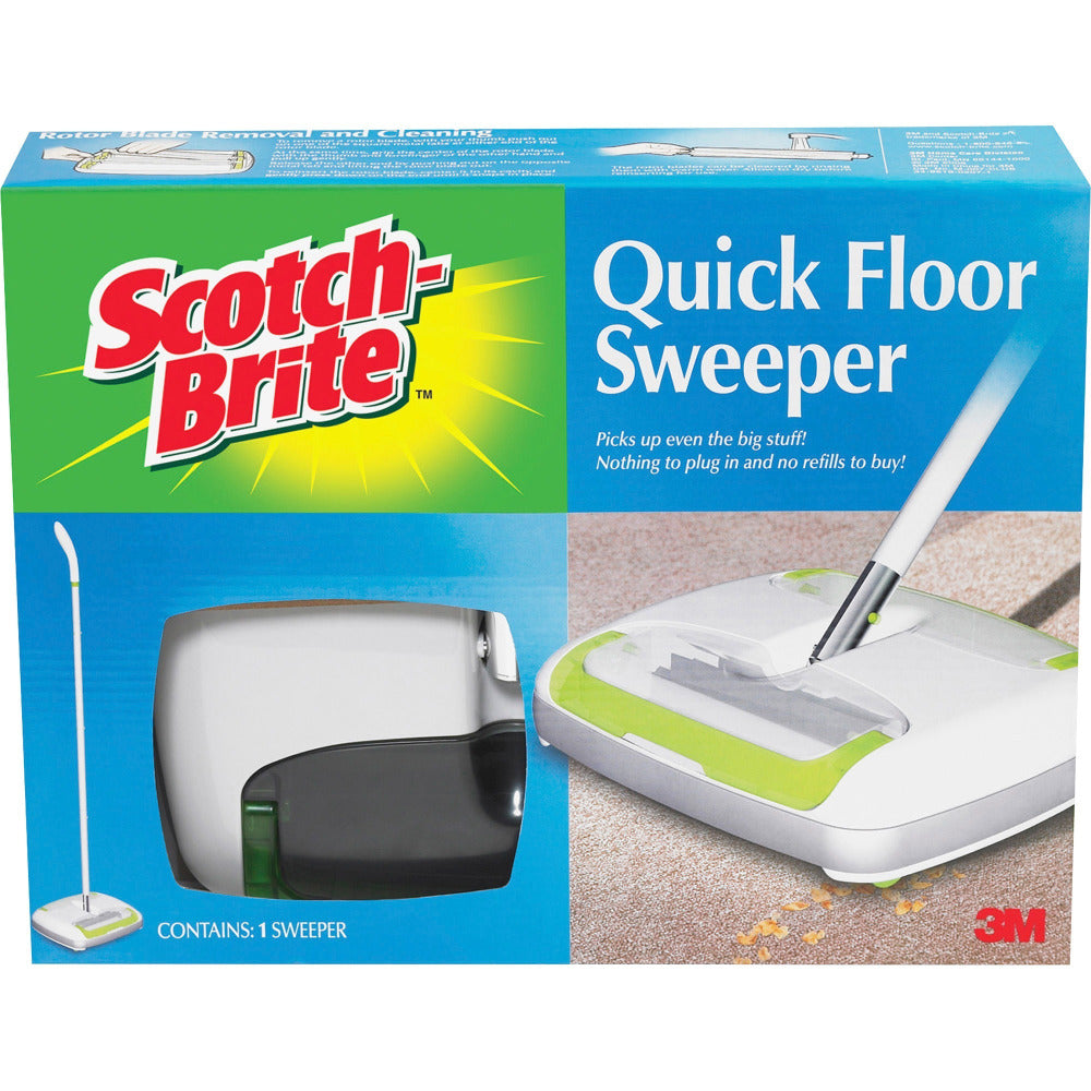 Quick Floor Sweeper, Rubber Bristles, 42in Aluminum Handle, White