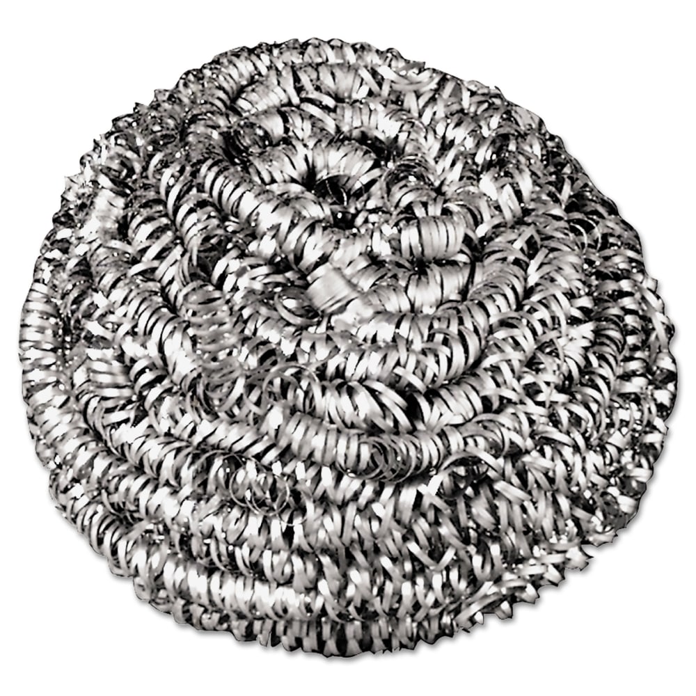 Boardwalk Stainless-Steel Scrubbers, Medium, Steel Gray, Pack Of 72 Scrubbers
