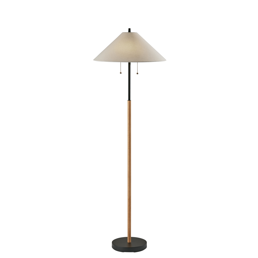 Adesso Palmer Floor Lamp, 62inH, White/Black/Natural