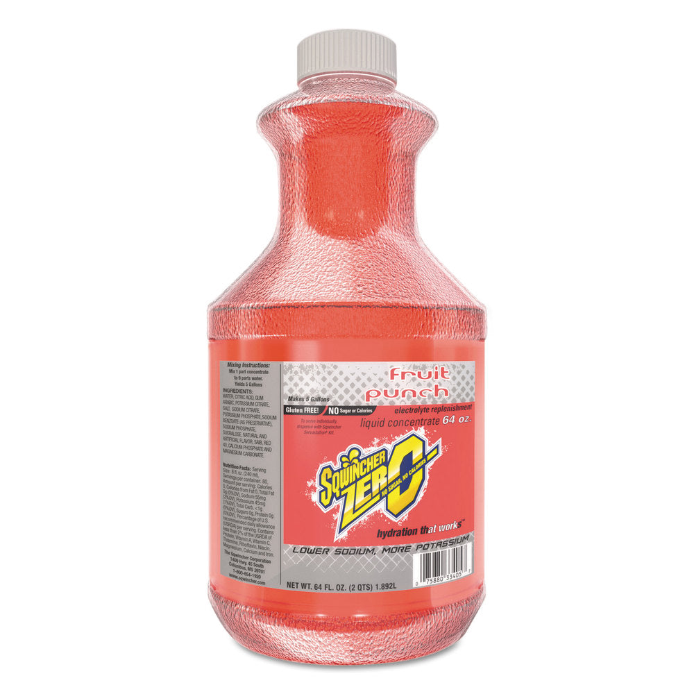 Sqwincher Lite Liquid Concentrate, Fruit Punch, 64 Oz, Case Of 6
