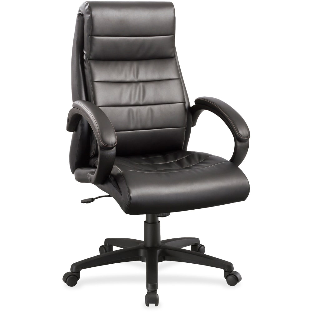 Lorell Deluxe Ergonomic Bonded Leather High-Back Chair, Black