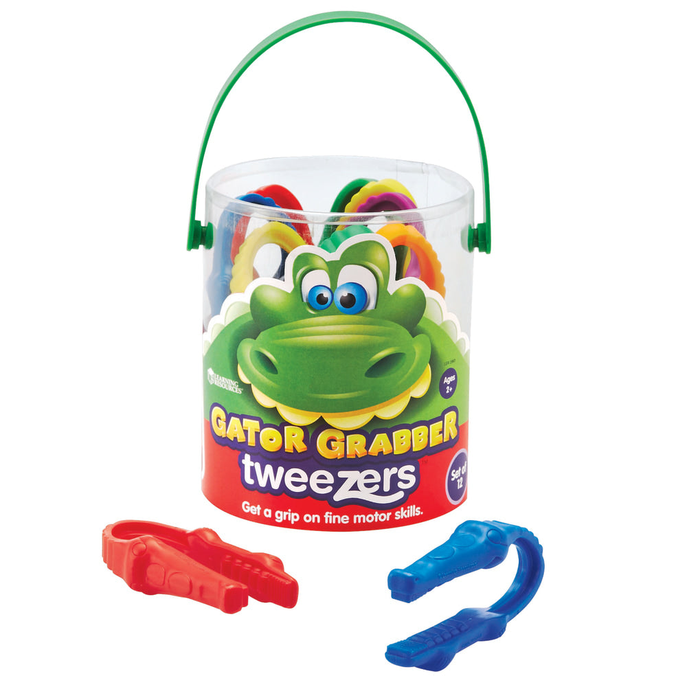 Learning Resources Gator Grabber Tweezers, 4in, Assorted Colors, Pre-K - Grade 1, Pack Of 12