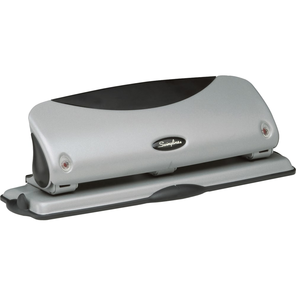 Swingline Easy View 3-Hole Punch, Black/Silver