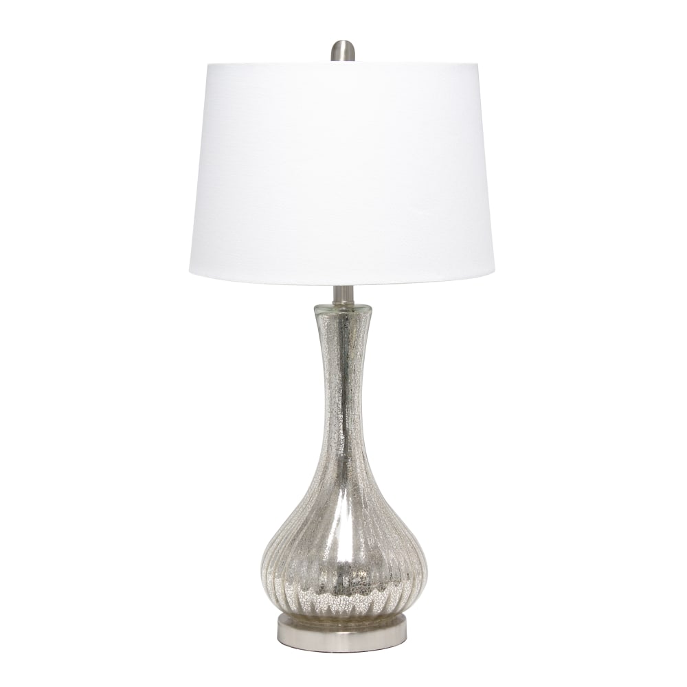 Lalia Home Speckled Mercury Tear Drop Table Lamp, 29inH, White Shade/Mercury Base