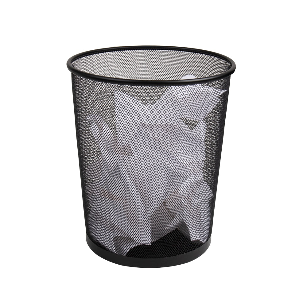 Mind Reader Metal Mesh Trash Can 4.4 Gallon Waste Paper Basket, 13-3/4inH x 11-1/2inW x 11-1/2inD, Black