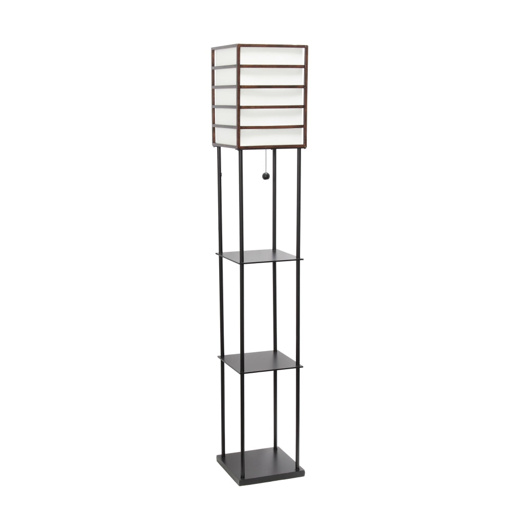 Lalia Home 1-Light Metal Etagere Floor Lamp, 60inH, Black/Dark Wood