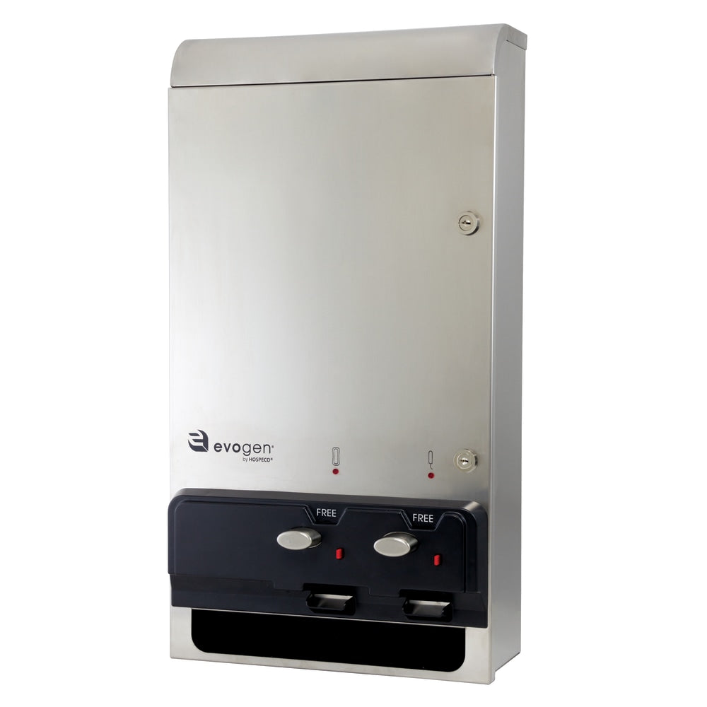 Hospeco EvoGen EV-1 Metal Dual Pad/Tampon Dispenser, 9-15/16in x 16-3/4inW, Silver
