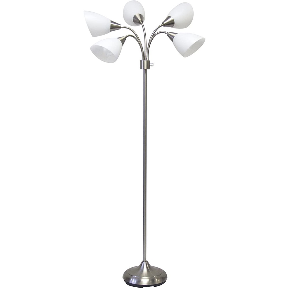 Adesso Simplee 5-Light Floor Lamp, 67inH, Frosted White/Brushed Steel