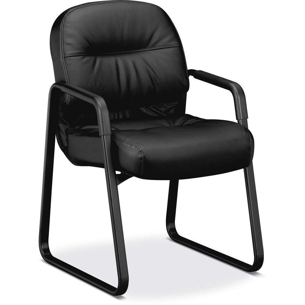 HON Pillow-Soft Bonded Leather Guest Chair, Black