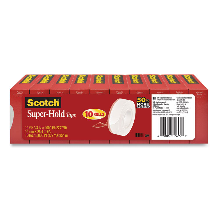 Super-Hold Tape Refill, 1" Core, 0.75" X 27.77 Yds, Crystal Clear, 10 Rolls/pack