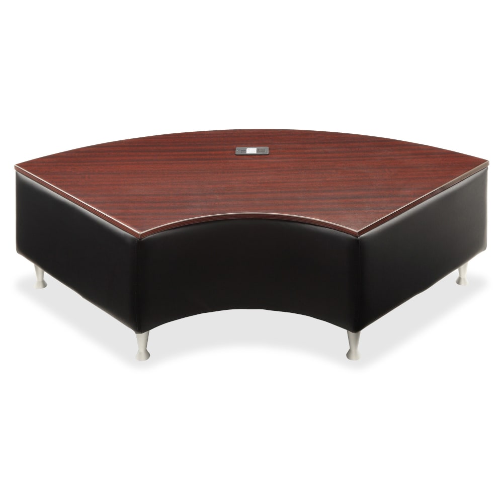 Lorell Fuze Modular Crescent Bonded Leather Connector Table, Mahogany/Black