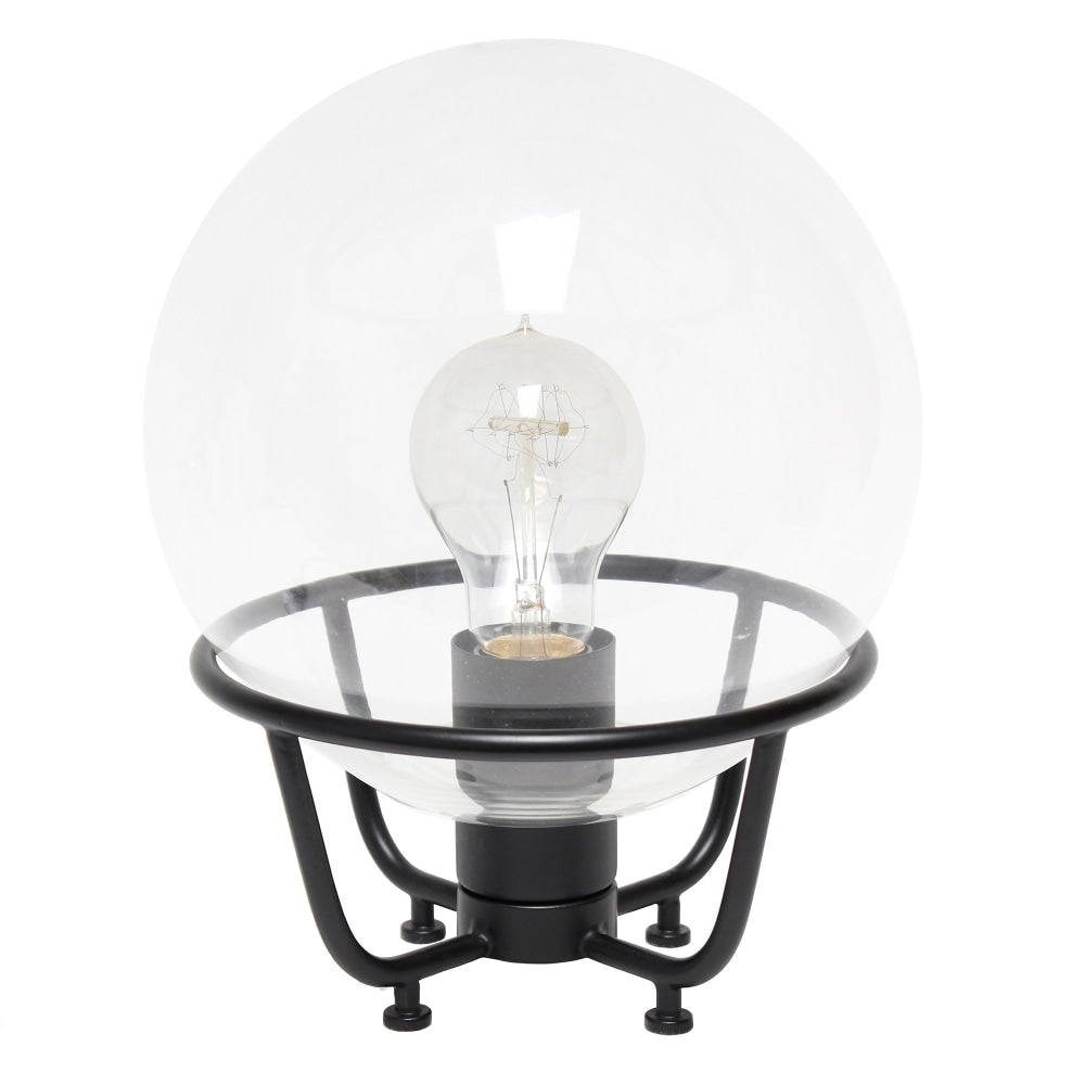 Lalia Home Old World Globe Glass Table Lamp, 20inH, Clear Shade/Black Base