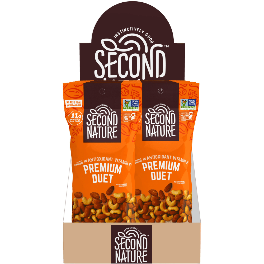Second Nature Premium Duet Mixed Nuts, 2 Oz, Pack Of 12 Bags