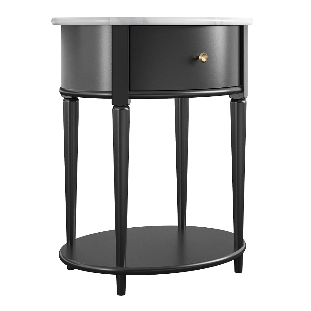 Ameriwood Home Aurora End Table, 26inH x 21-5/8inW x 17-5/8inD, Black/Marble