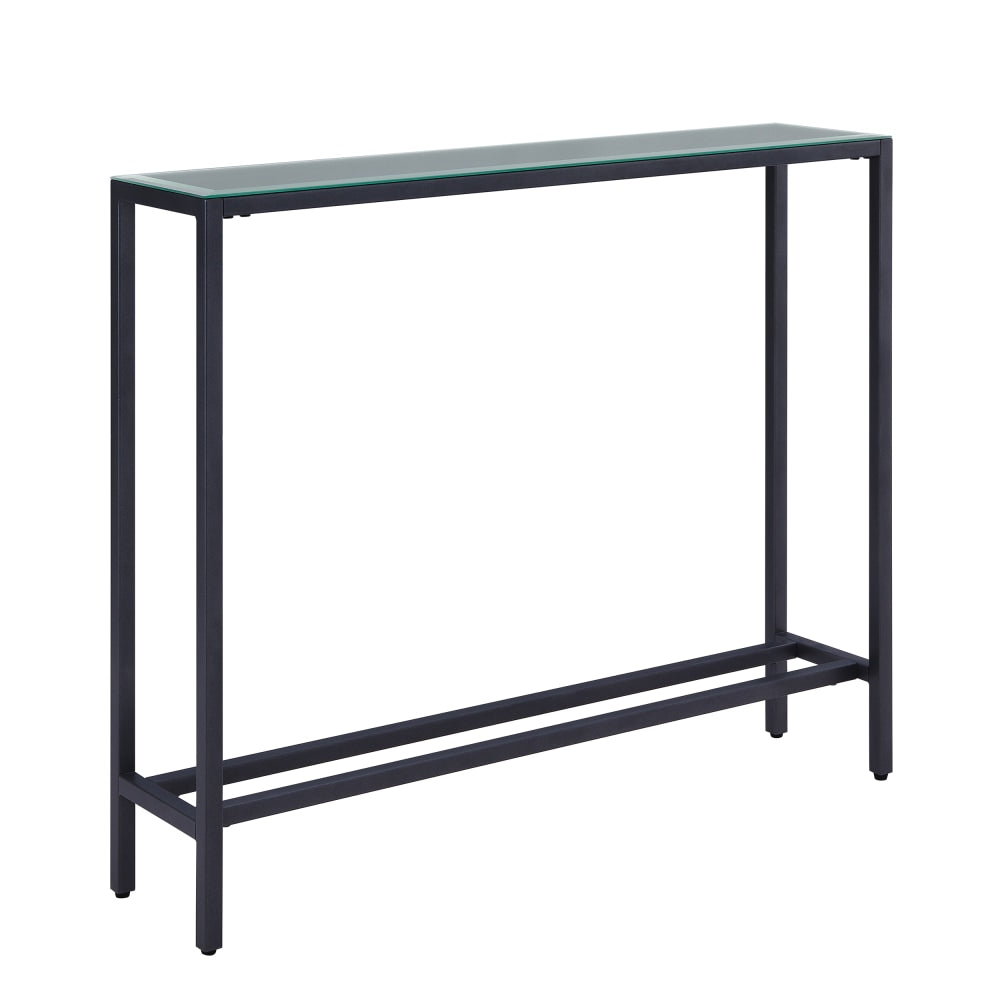 SEI Furniture Darrin Mini Console Table With Mirrored Glass Top, 30inH x 36inW x 8inD, Gunmetal Gray