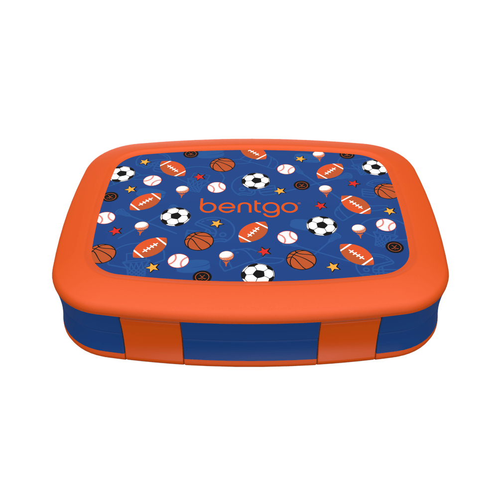 Bentgo Kids Prints 5-Compartment Lunch Box, 2inH x 6-1/2inW x 8-1/2inD, Sports