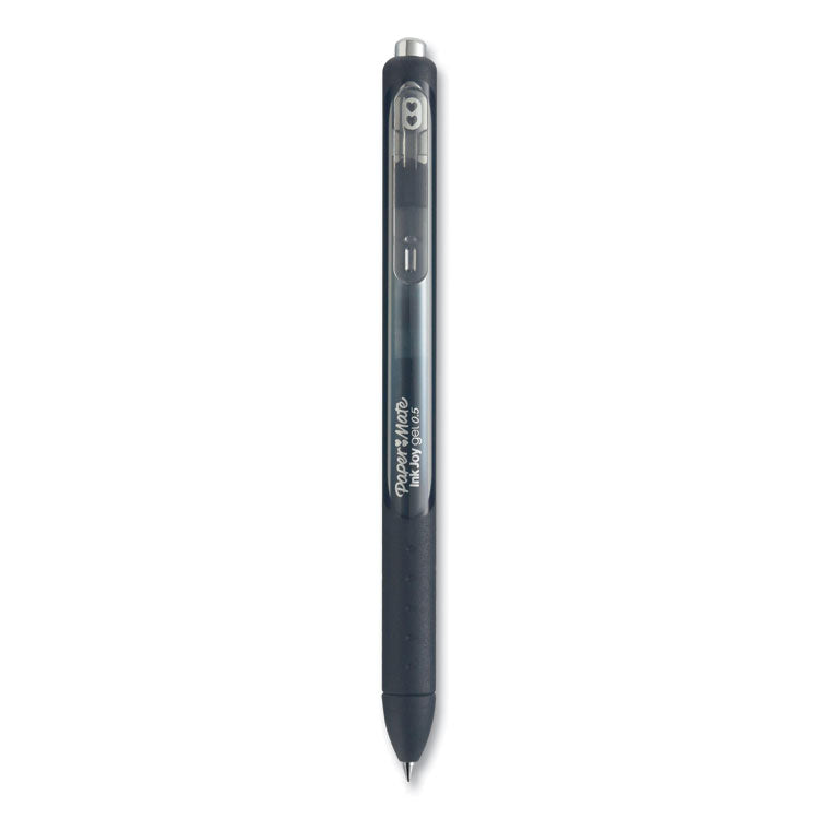 InkJoy Gel Pen, Retractable, Fine 0.5 mm, Black Ink, Black/Smoke Barrel, 8/Pack