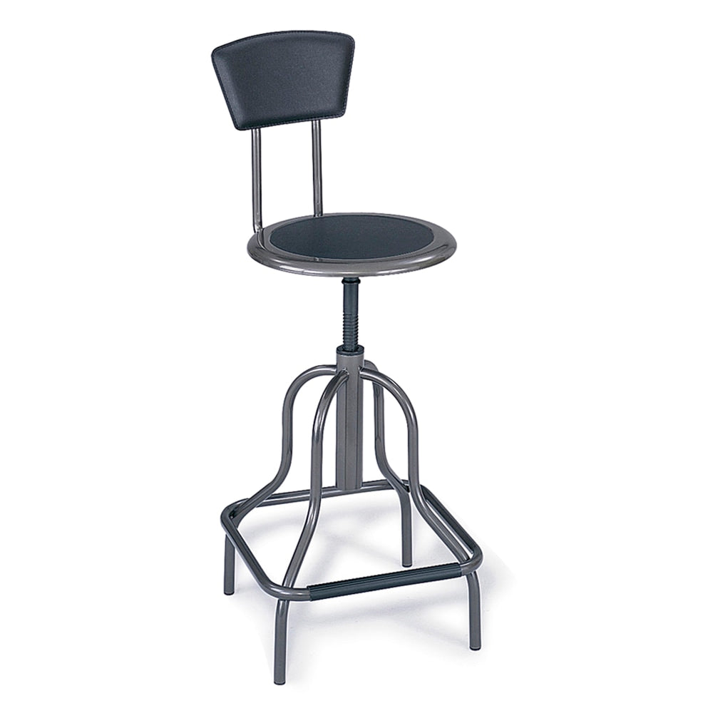 Safco Diesel Bonded Leather High-Base Stool With Back, Pewter