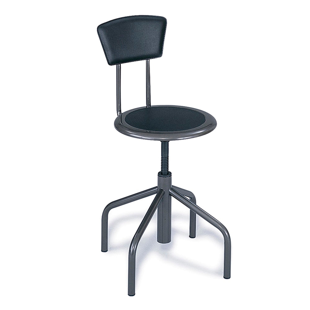 Safco Diesel Bonded Leather Low-Base Stool With Back, Pewter