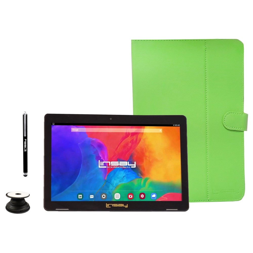 Linsay F10IPS Tablet, 10.1in Screen, 2GB Memory, 64GB Storage, Android 13, Green