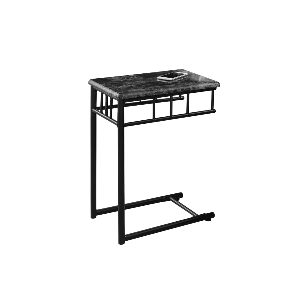 Monarch Specialties Oliver Accent Table, 24inH x 12inW x 18inD, Dark Gray Marble/Charcoal