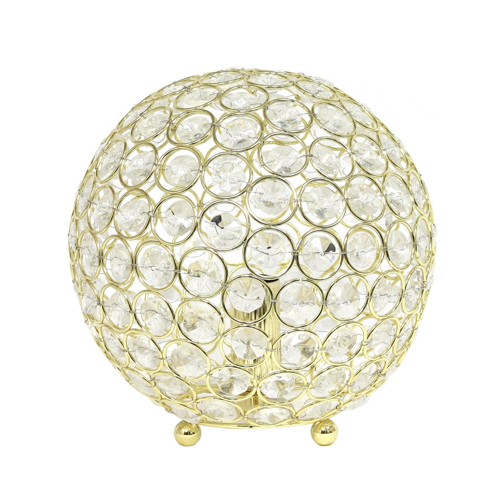 Lalia Home Elipse Glamorous Crystal Orb Table Lamp, 8inH, Gold
