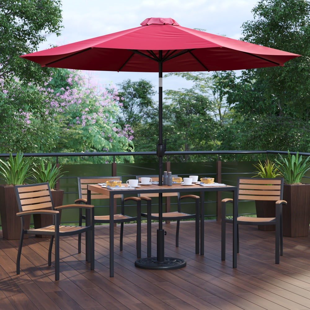 Flash Furniture Lark 7-Piece Outdoor Patio Dining Table Set, 29-1/2inH x 30inW x 48inD, Red
