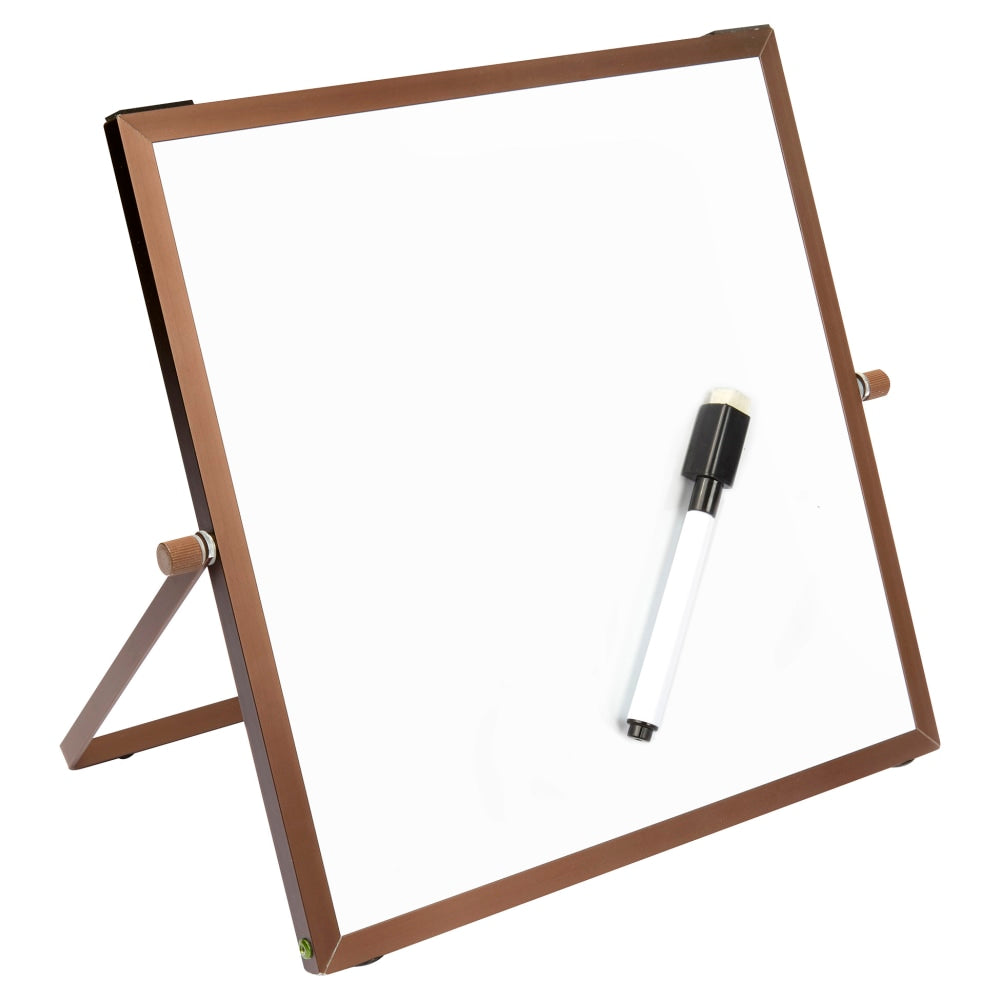 Office Depot Brand Magnetic Table-Top Dry-Erase Board, 10in x 10in, Dark Bronze Aluminum Frame