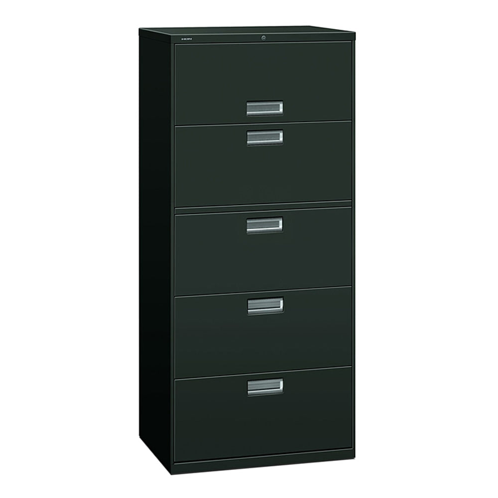 HON 600 30inW x 19-1/4inD Lateral 5-Drawer File Cabinet With Lock, Charcoal