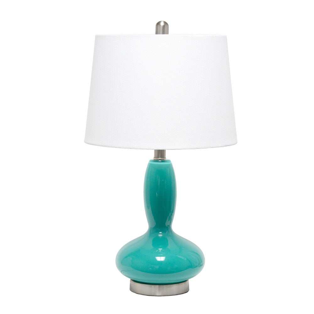 Lalia Home Glass Dollop Table Lamp, 23-1/2inH, White Shade/Teal Base