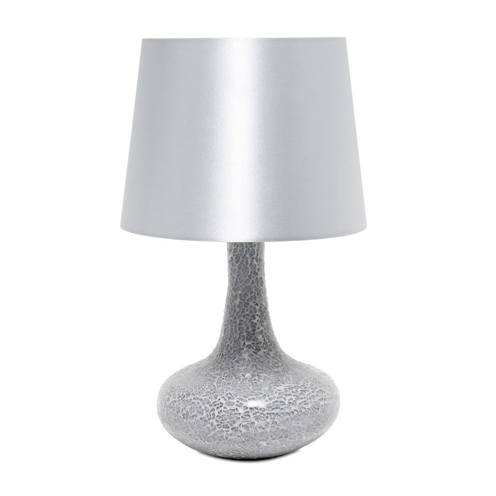 Simple Designs Mosaic Tiled Glass Genie Table Lamp, 14-1/4inH, Gray Shade