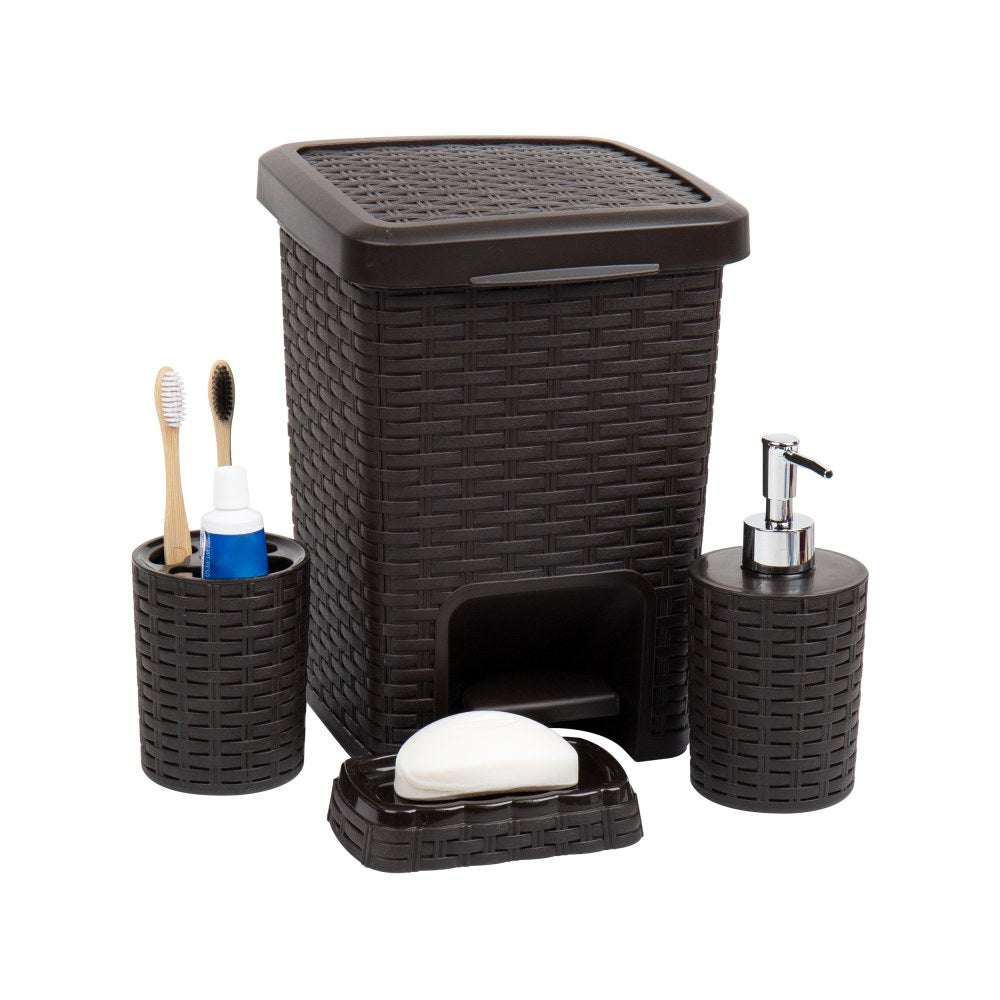 Mind Reader Basket Collection 4-Piece Bathroom Set, Brown