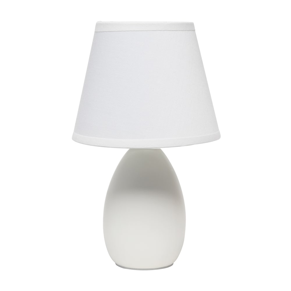 Creekwood Home Nauru Petite Ceramic Oblong Table Lamp, 9-7/16inH, Off White Shade/Off White Base