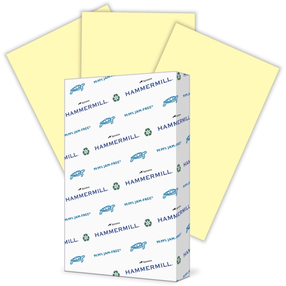 Hammermill Fore Multi-Use Printer & Copy Paper, Canary, Legal (8.5in x 14in), 500 Sheets Per Ream, 20 Lb, 96 Brightness, 30% Recycled