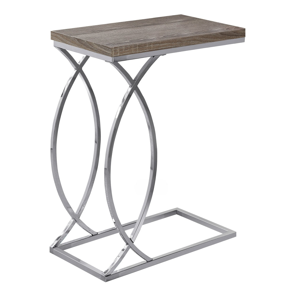 Monarch Specialties Side Accent Table, Rectangular, Dark Taupe/Chrome
