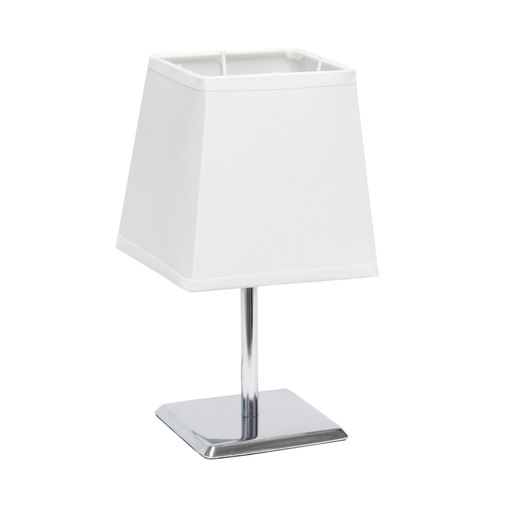 Simple Designs Mini Chrome Table Lamp With Empire Shade, 9-3/4inH, White Shade/Chrome Base