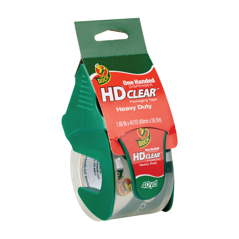 Duck HD Clear Heavy-Duty Packaging Tape, With Dispenser, 1.88in x 40 Yd., Clear