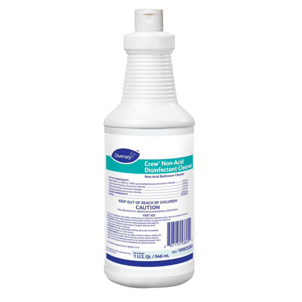 Diversey Crew Neutral Non-Acid Bowl And Bathroom Disinfectant, Fresh Scent, 32 Oz, Pack Of 12 Bottles