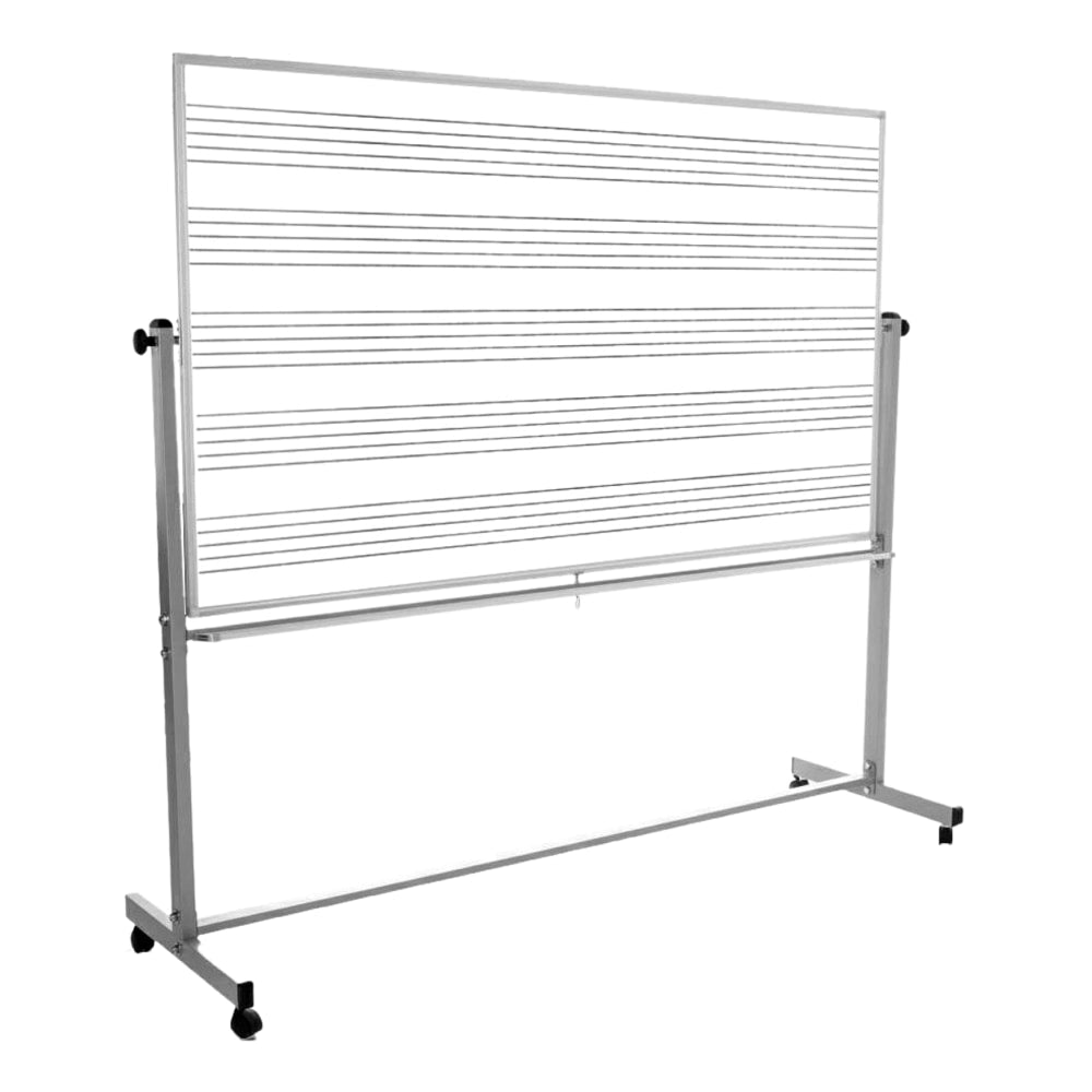 Luxor Magnetic Double-Sided Mobile Music Dry-Erase Whiteboard, 72in x 48in, Aluminum Frame With Silver Finish